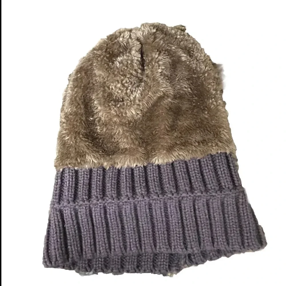 Adrienne Landau Gray Cable Knit Beanie Hat Unisex Winter Gorpcore One Size